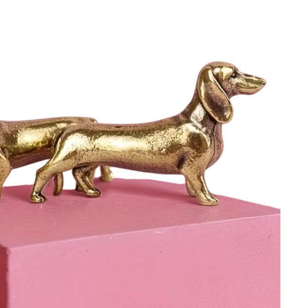 Solid‎ Brass Dachshund Dog Figurine Miniature Statue Collectible Animal Decor - Picture 2 of 7